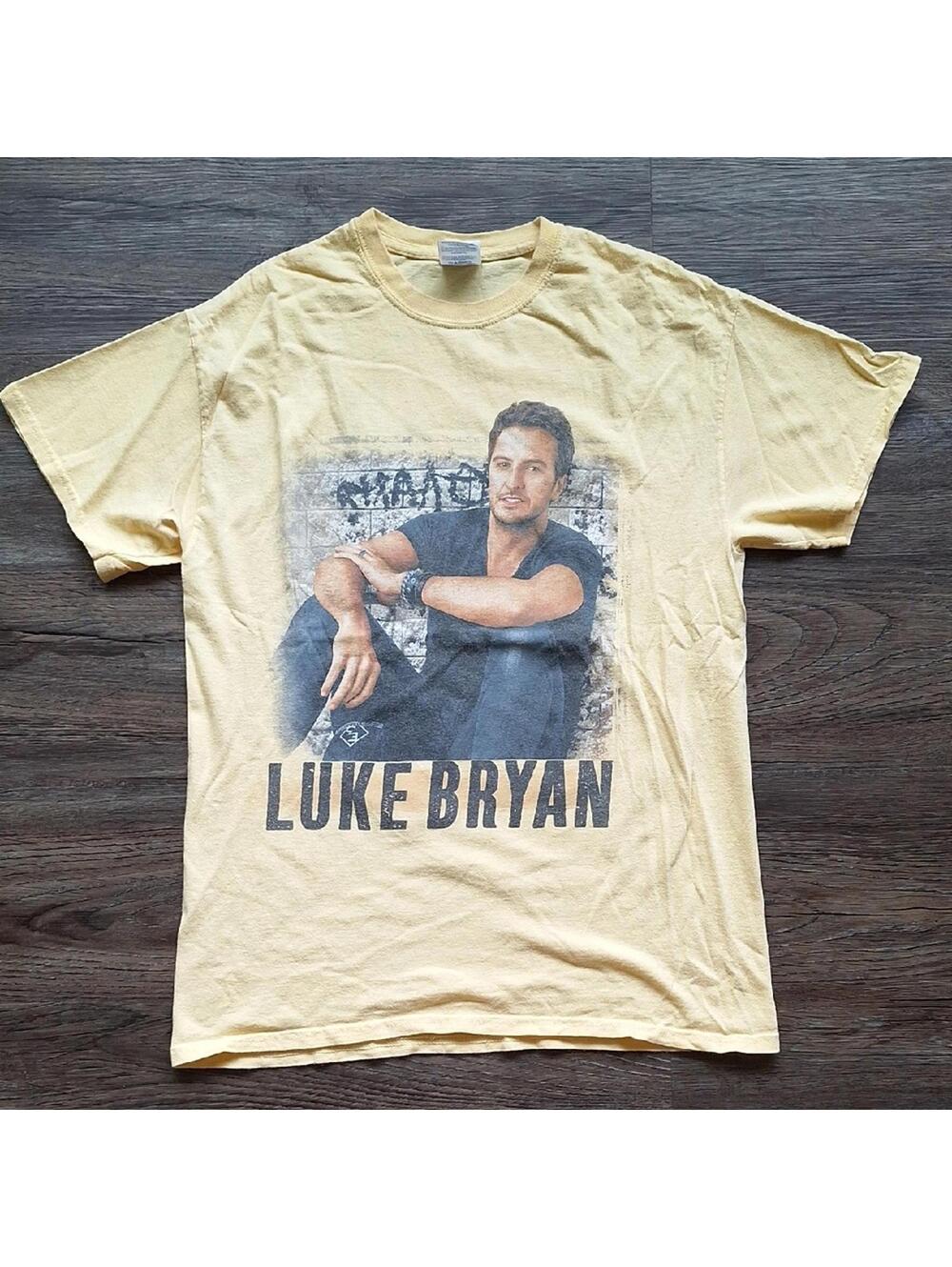 Luke Bryan You Can Crash My Party Anytime Yellow Shirt Size Medium